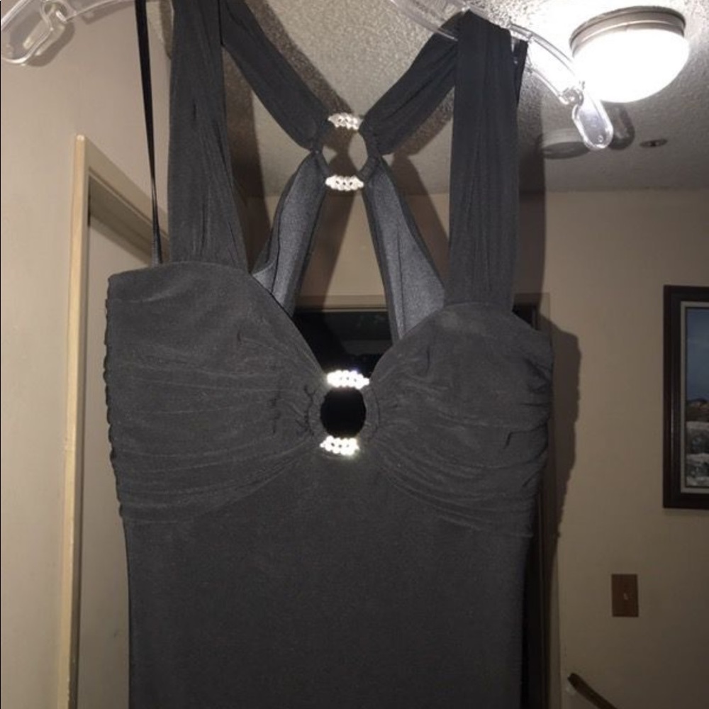 Black formal backless dress